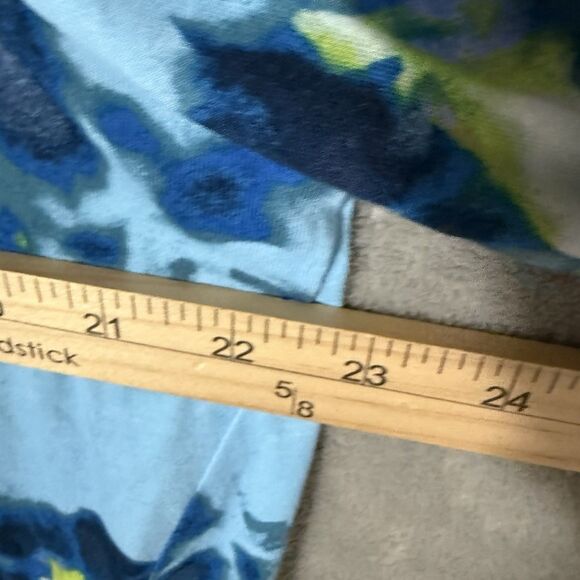 LOGO Lounge by Lori Goldstein L Tie Dye Full Zip Front Tunic Floral Hoodie Blue - Picture 6 of 10